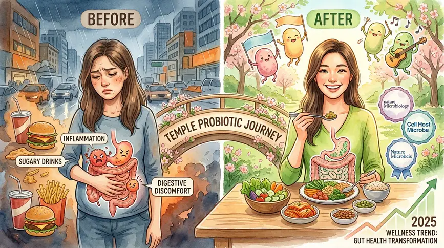 Temple probiotic diet transforms gut health backed by 2025 wellness science.
