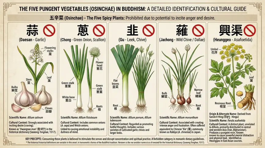 Five pungent vegetables include garlic, onions, leeks, chives, and asafoetida.