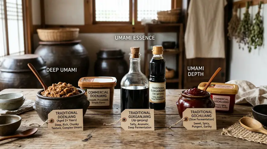 Traditional fermented jang sauces provide depth and umami without garlic. 